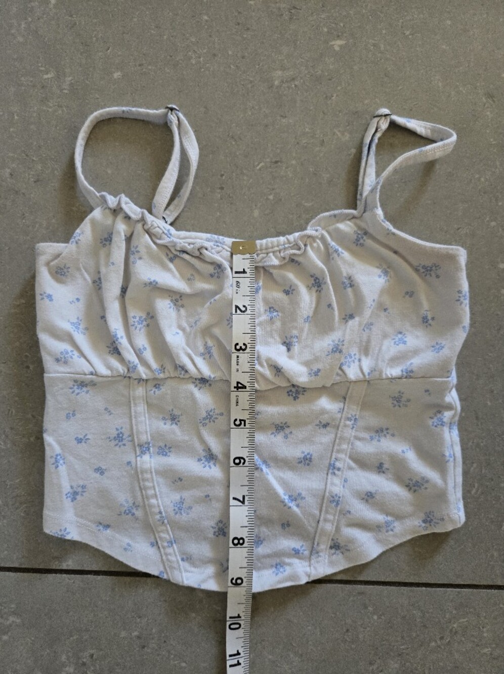 Hollister White Cami with Light Blue Floral Print